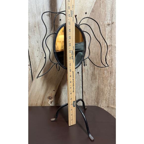 Vintage Whimsical Wrought Iron Silhouette Vanity Mirror Jewelry Holder Earrings - Picture 4 of 11